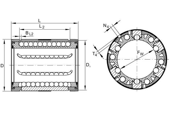 Linear guide and ball screw bearing drawing
