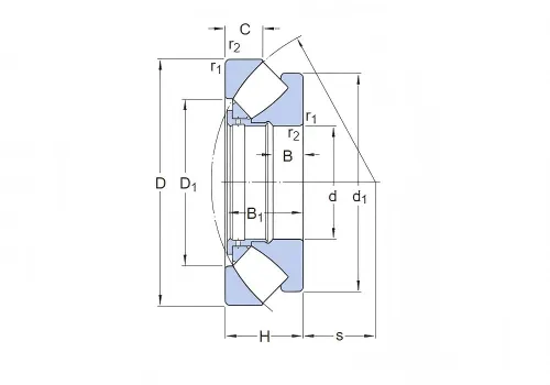 Spherical roller thrust bearing drawing