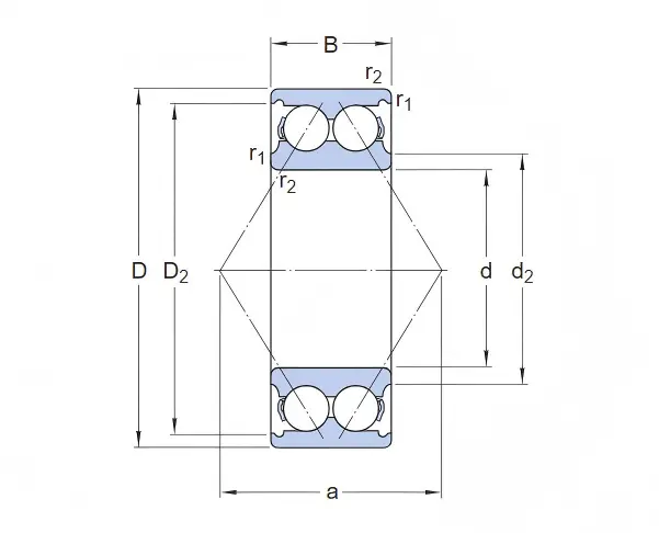 Angular contact ball bearing drawing