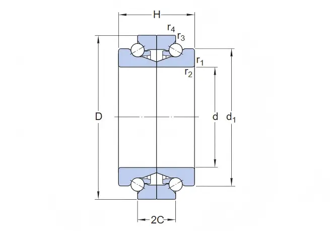 Angular contact thrust ball bearing drawing