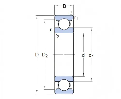 Deep groove ball bearing drawing