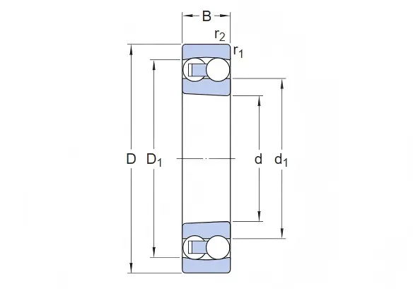 Self-aligning ball bearing drawing