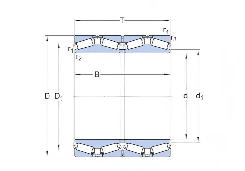 Tapered roller bearings technical drawing