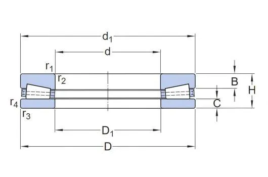 Tapered roller thrust bearing drawing