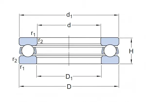 Thrust ball bearing drawing